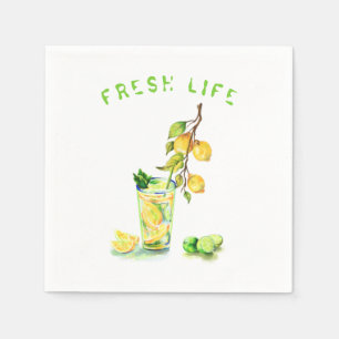 Fresh Lemon Juice Cool Drink Lemonade Summer Party Napkin