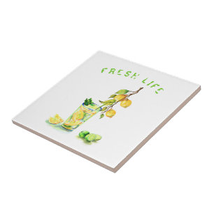 Fresh Lemon Juice Cool Drink Lemonade Summer Party Tile