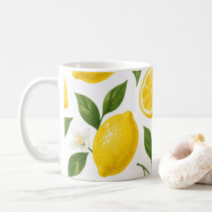Fresh Lemon Pattern with Leaves & Blossoms  Coffee Mug