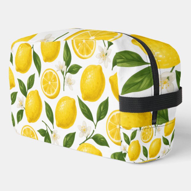 Fresh Lemon Pattern with Leaves & Blossoms  Dopp Kit (Left Corner)