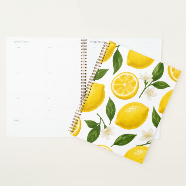 Fresh Lemon Pattern with Leaves & Blossoms  Planner (Display)