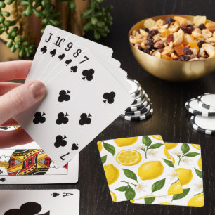 Fresh Lemon Pattern with Leaves & Blossoms  Playing Cards