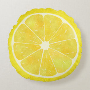 Fresh Lemon Round Pillow