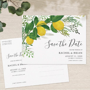 Fresh Lemon Save the Date Invitation Postcard