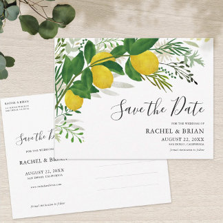 Fresh Lemon Save the Date Invitation Postcard