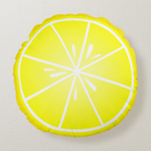Fresh Lemon Slice Round Pillow