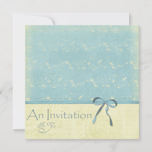 Fresh Lemon Vines on Robin's Egg Blue Invitation (Front)