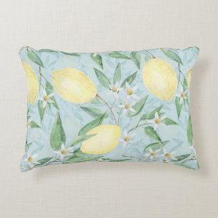 Fresh lemon yellow citrus accent pillow