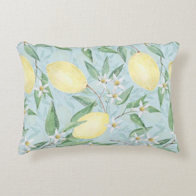 Fresh lemon yellow citrus accent pillow (Front)