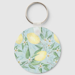 Fresh lemon yellow citrus keychain