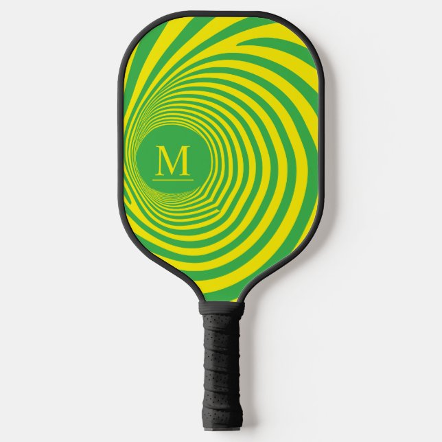 Fresh Lemonade Optical Illusion Vortex Monogram Pickleball Paddle (Front)