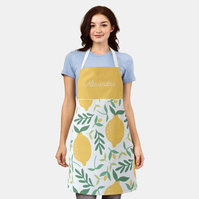 Fresh Lemons  Adult Personalized Cooking  Apron (Worn)