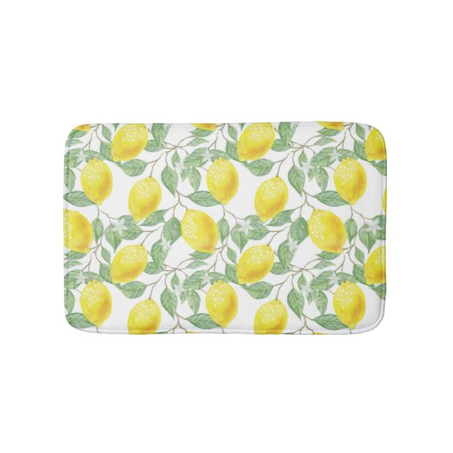 Fresh Lemons And Leaves Bath Mat (Front)