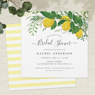 Fresh Lemons and Leaves Bridal Shower Card