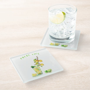 Fresh Lemons Cool Drink Glass Coaster Custom Text