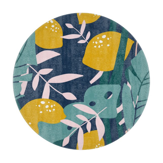 Fresh Lemons: Overlapping Vintage Pattern Cutting Board (Front)