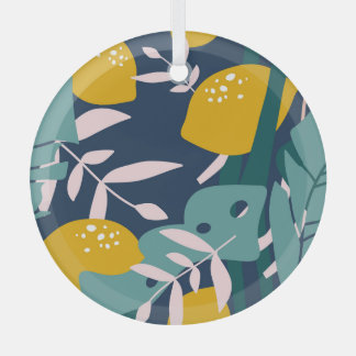 Fresh Lemons: Overlapping Vintage Pattern Glass Ornament