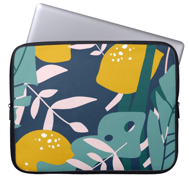 Fresh Lemons: Overlapping Vintage Pattern Laptop Sleeve (Front)