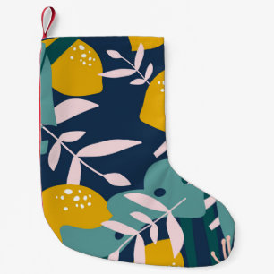 Fresh Lemons: Overlapping Vintage Pattern Small Christmas Stocking