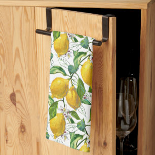 Fresh Lemons Pattern - White Kitchen Towel