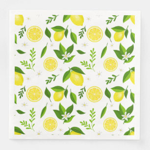 Fresh lemons with flowers and leaves napkin