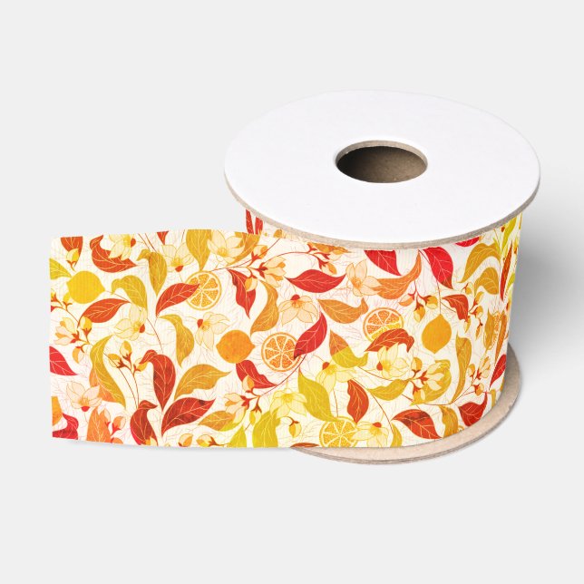 Fresh Lemony Love Citrus Foliage Wedding Grosgrain Ribbon (Spool)