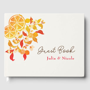 Fresh Lemony Love Citrus Foliage Wedding Guest Book