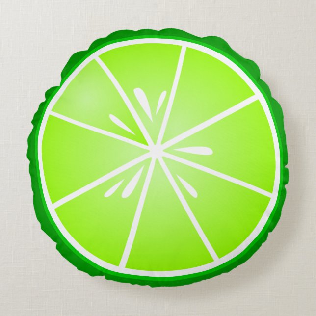 Fresh Lime Slice Round Pillow (Front)