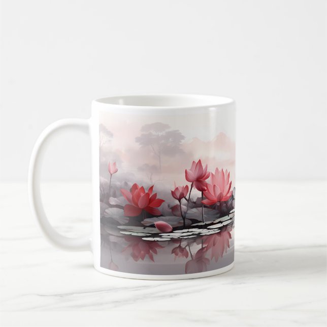 Fresh Lotus On The Surface Of The Water Coffee Mug (Left)