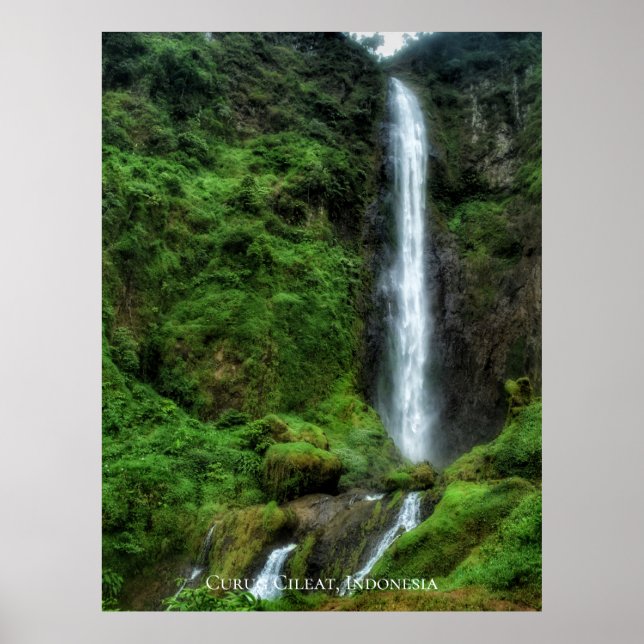 Fresh Lush Green Natural Waterfall Poster (Front)