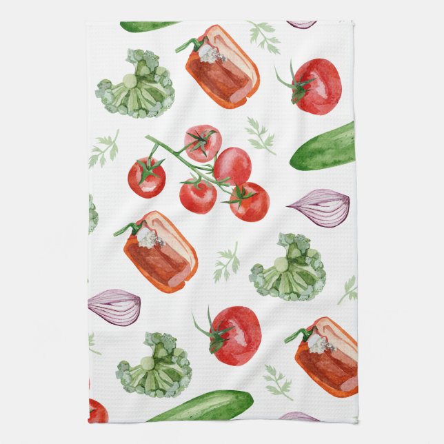 Fresh Market Vegetables Kitchen Towel (Vertical)