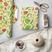 Fresh Market Veggie Garden Wrapping Paper — Lemon