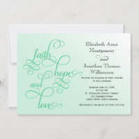 Fresh Mint Faith Hope and Love Wedding Invite