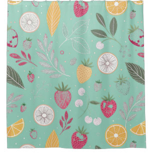 Fresh Mint Fruit Shower Curtain – Bright & Playful