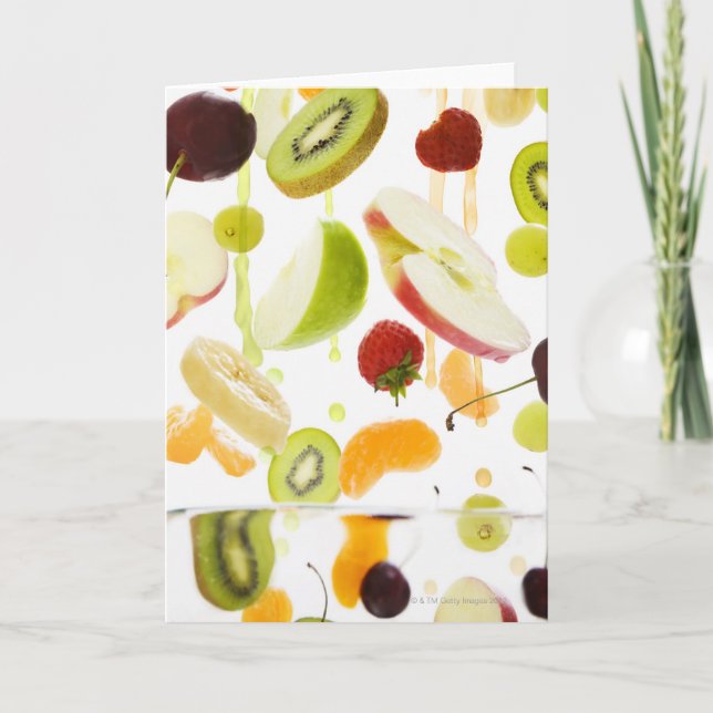 Fresh mixed fruit with apple & orange juice card (Front)