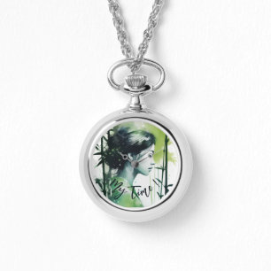 Fresh modern bamboo zen, personalized time pice  watch