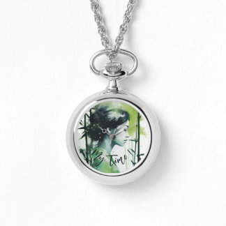 Fresh modern bamboo zen, personalized time pice watch