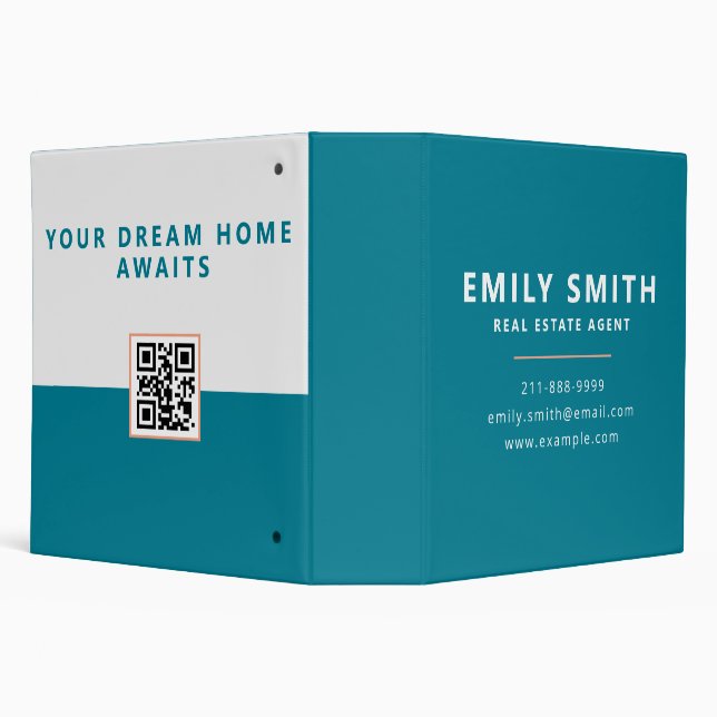 Fresh & Modern Real Estate Agent Realtor QR code Binder (Background)