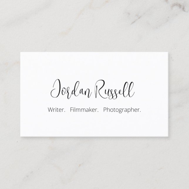 Fresh Modern Script Black and White  Business Card (Front)