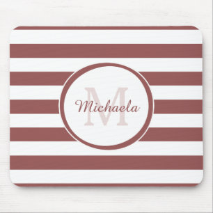Fresh Monogrammed Name Chunky Soft Red Stripes Mouse Pad