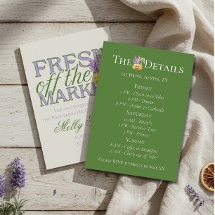 Fresh Off the Market Bachelorette Itinerary  Invitation