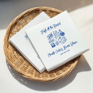 Fresh Off The Market Blue Hand Drawn Bridal Shower Napkin