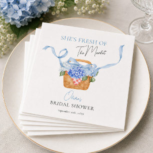 Fresh Off The Market Blue Hydrangea Bridal Shower Napkin