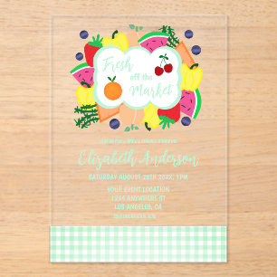 Fresh Off The Market Bridal Shower Acrylic Invitations