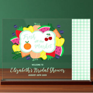 Fresh Off The Market Bridal Shower Acrylic Sign