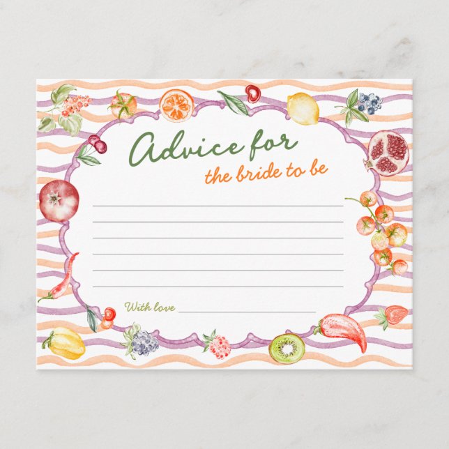 Fresh Off The Market Bridal Shower Advice Enclosure Card (Front)