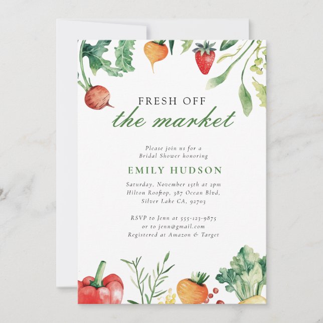 Fresh Off The Market Bridal Shower Invitation (Front)
