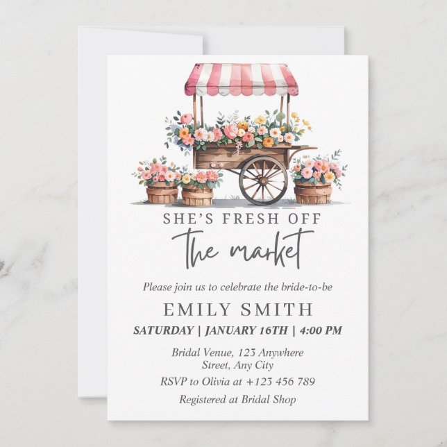 Fresh Off The Market Bridal Shower Invitation Temp (Front)