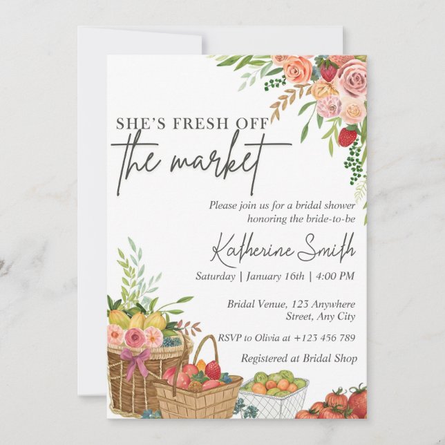 Fresh Off The Market Bridal Shower Invitation Temp (Devant)