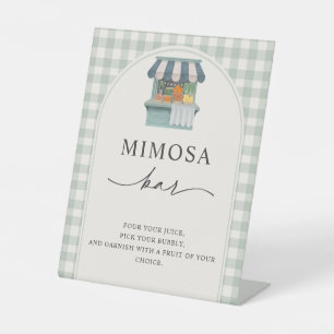Fresh Off the Market Bridal Shower Mimosa Bar Pedestal Sign